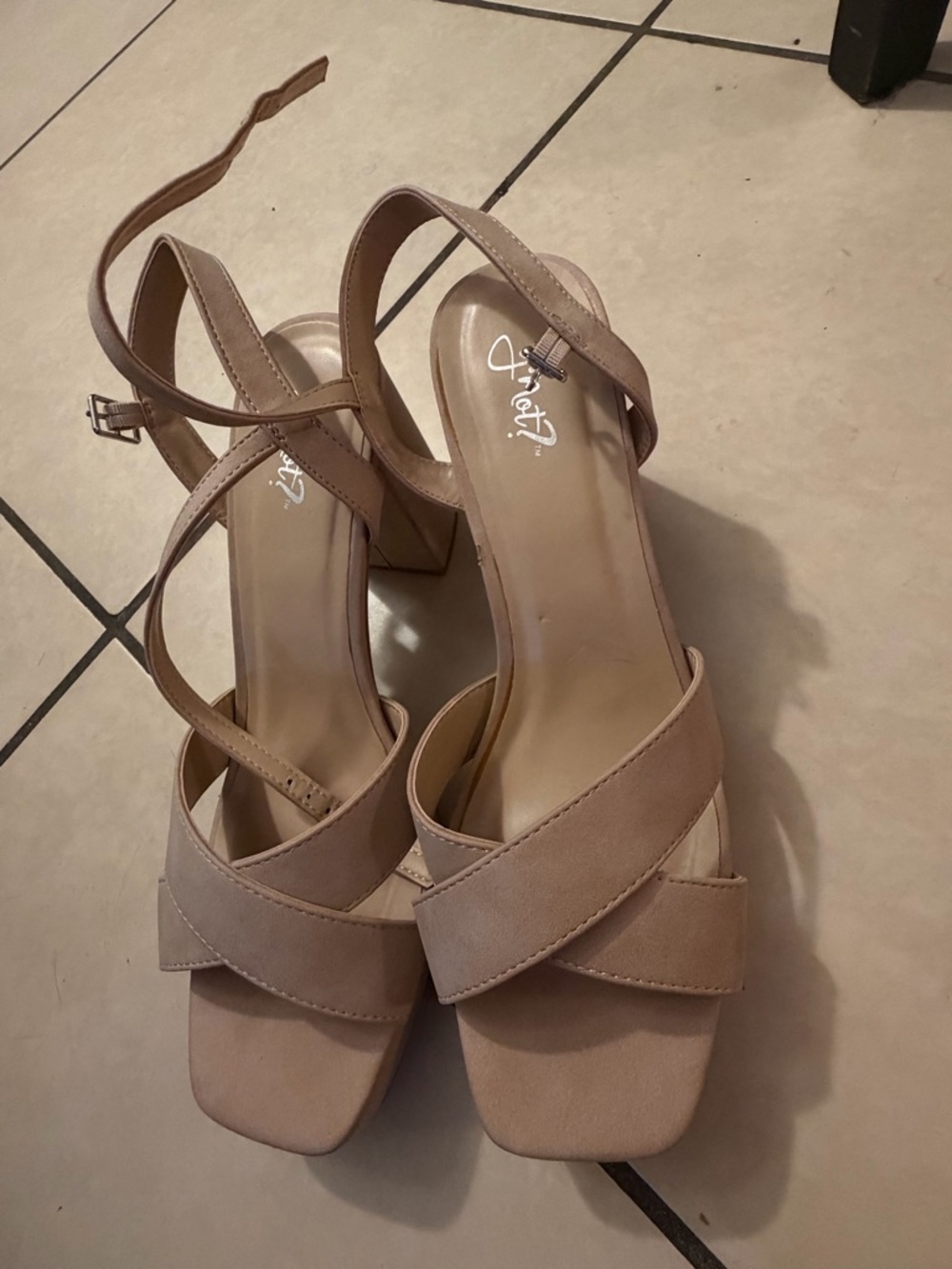 a new day Blush Tan Crisscross Block Heel Sandals